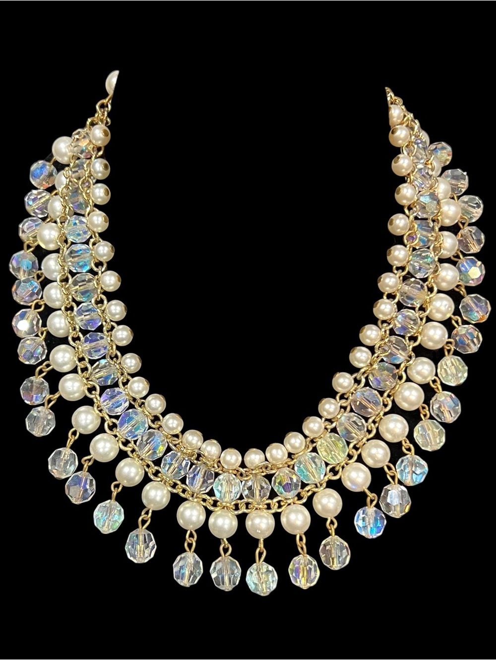 Pearl & AB Crystal 50's Choker Style Necklace